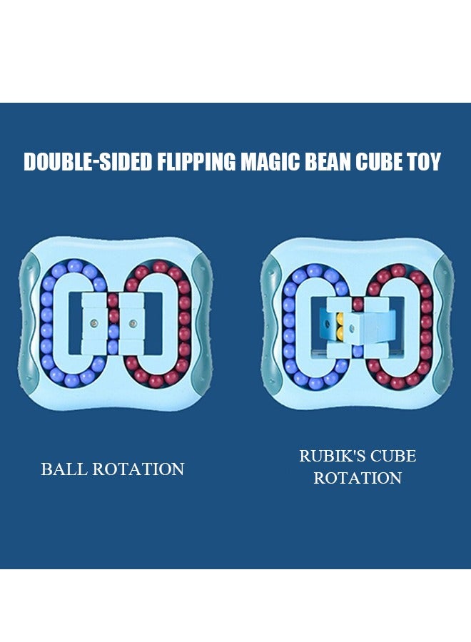 Rotating Rubik's Cube, Rotating Magic Bean Fingertip Rubik Cube, Puzzle Game Brain Toy for Kids and Adult, Brain Teasers Toy (Blue) - Image 5